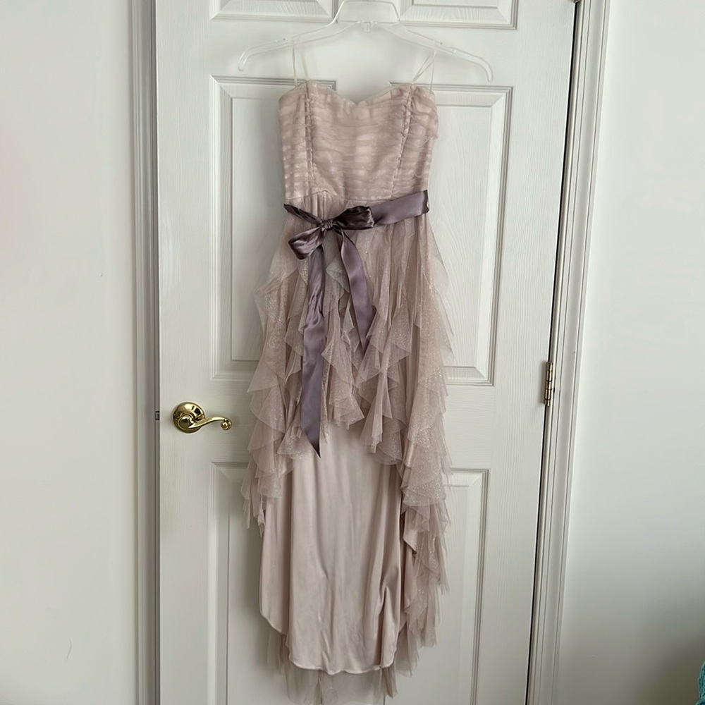 David’s Bridal High Low Sparkle Dress with a Bow